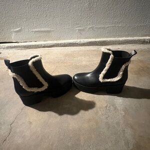 Nine West Black Boots with Cream Accents